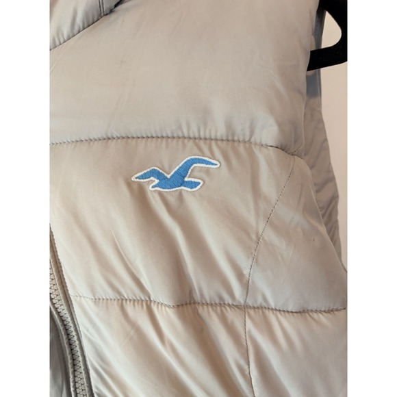 Y2k Hollister Full Zip Hooded Vest Gray Puffer Quilter Large - Picture 2 of 6